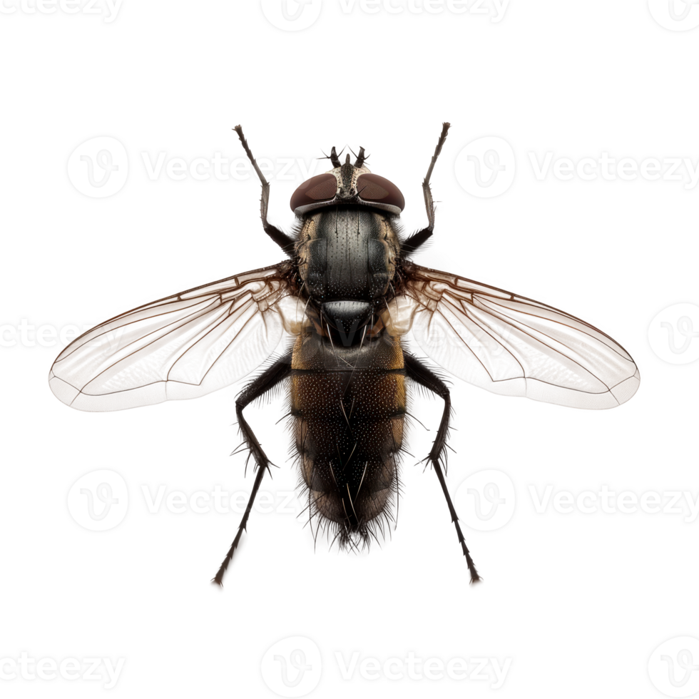 Detailed macro image of a fly isolated on a transparent background png