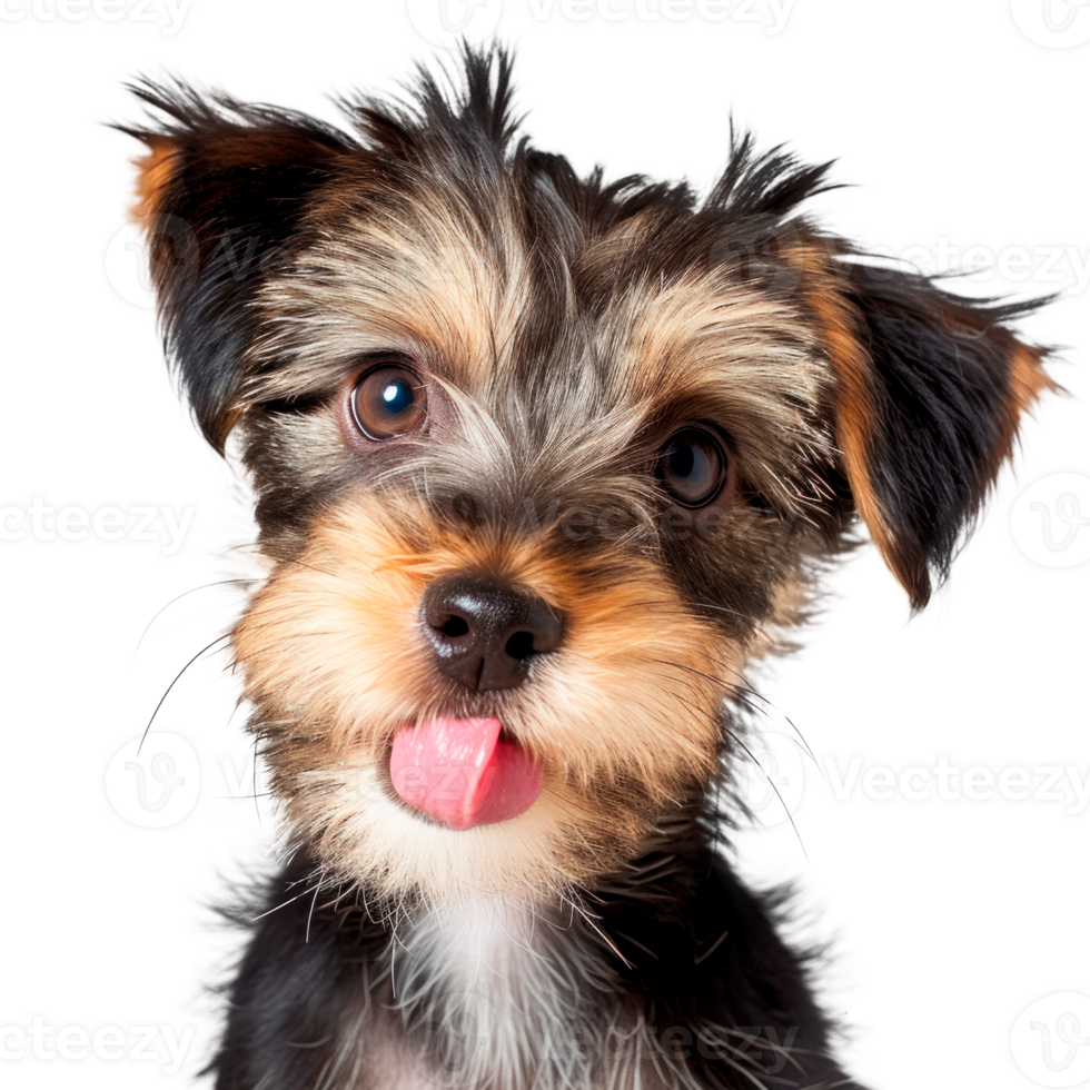 A cute and playful Yorkshire terrier puppy with a happy expression png