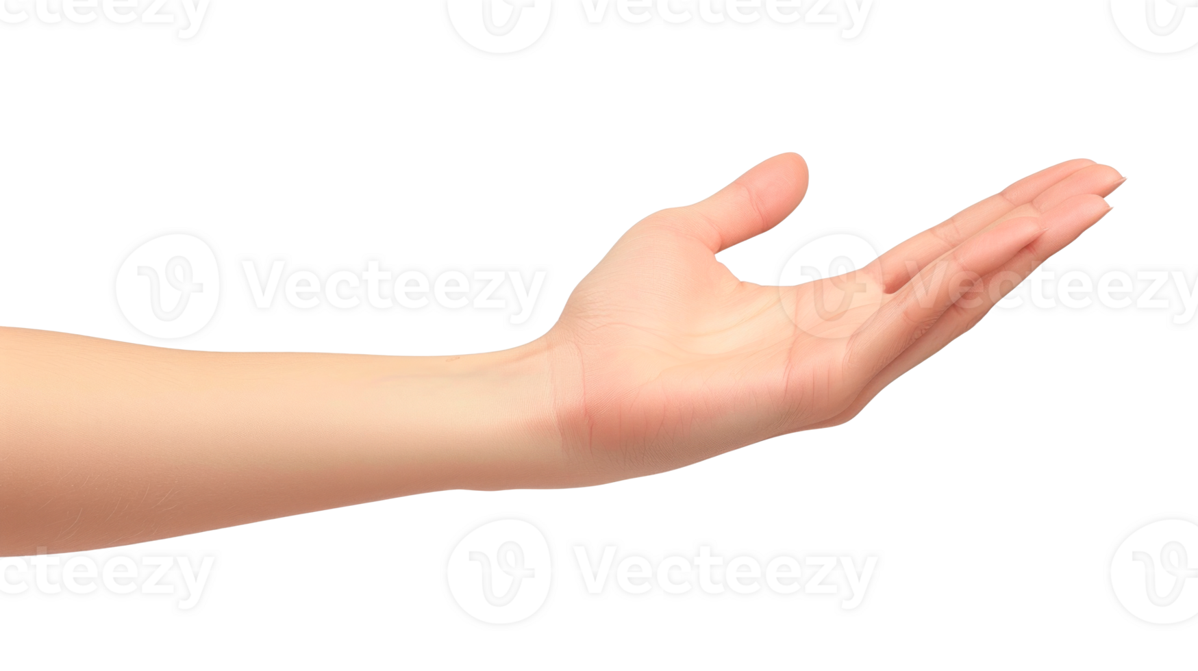 Open hand gesture isolated on a transparent background for various uses png