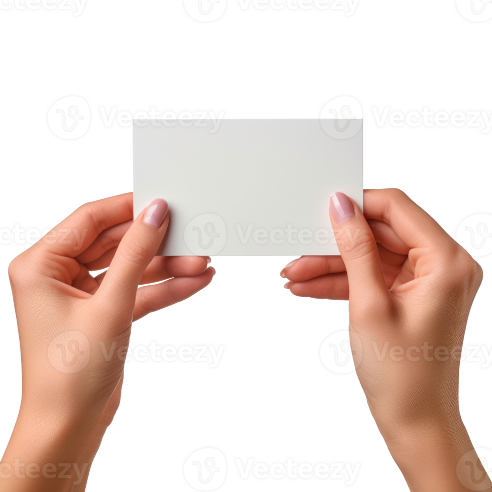 Hands holding a blank card for presentations or advertisements png