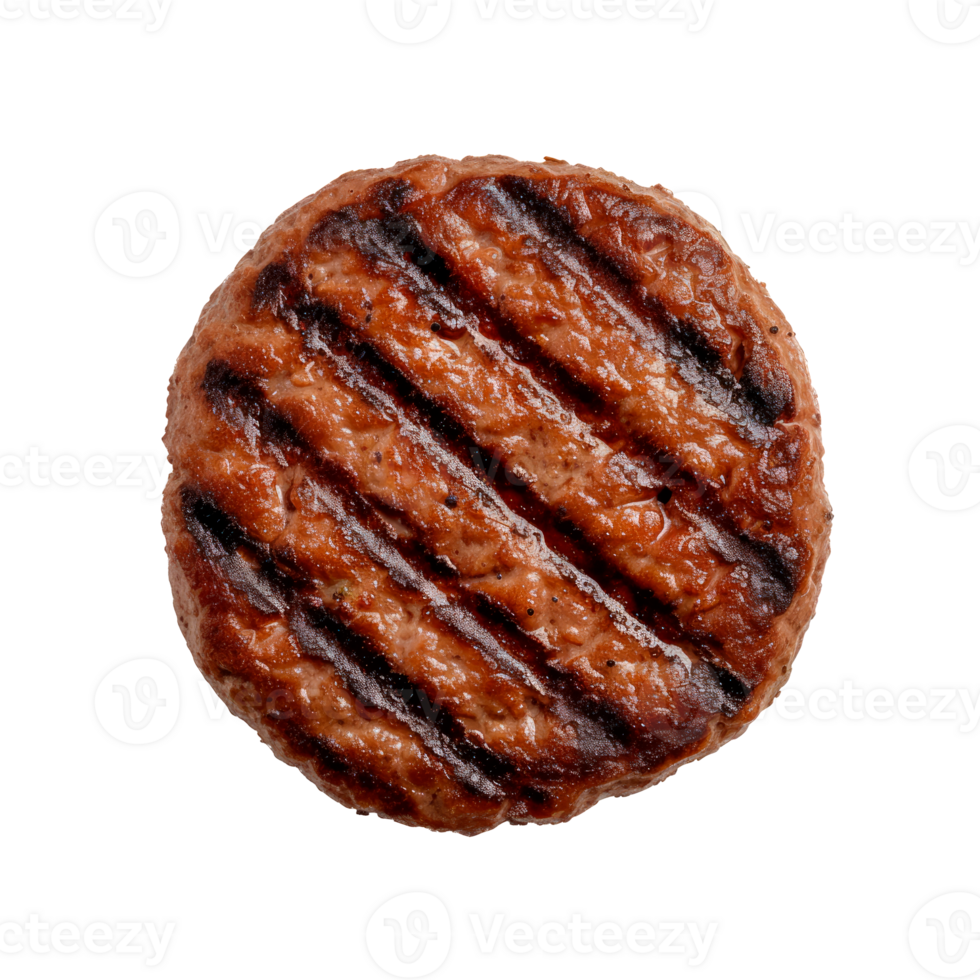Grilled beef burger patty isolated on a transparent background png
