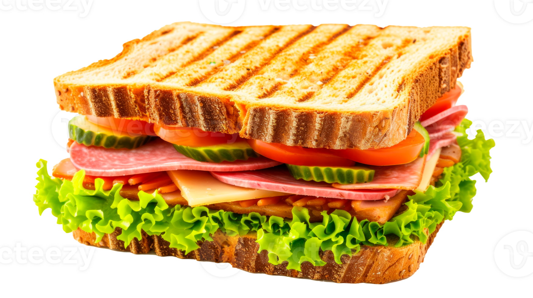 A delicious and fresh sandwich with layers of meat and vegetables png