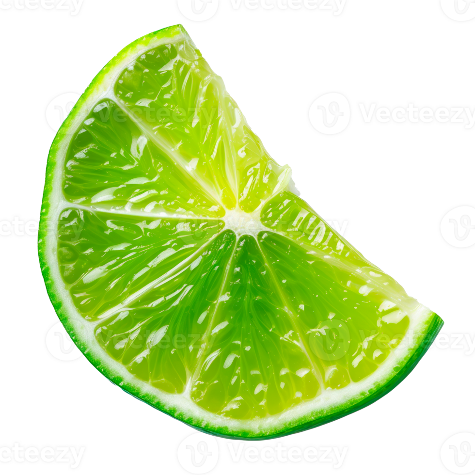 Fresh green lime slice isolated on transparent background for culinary use png