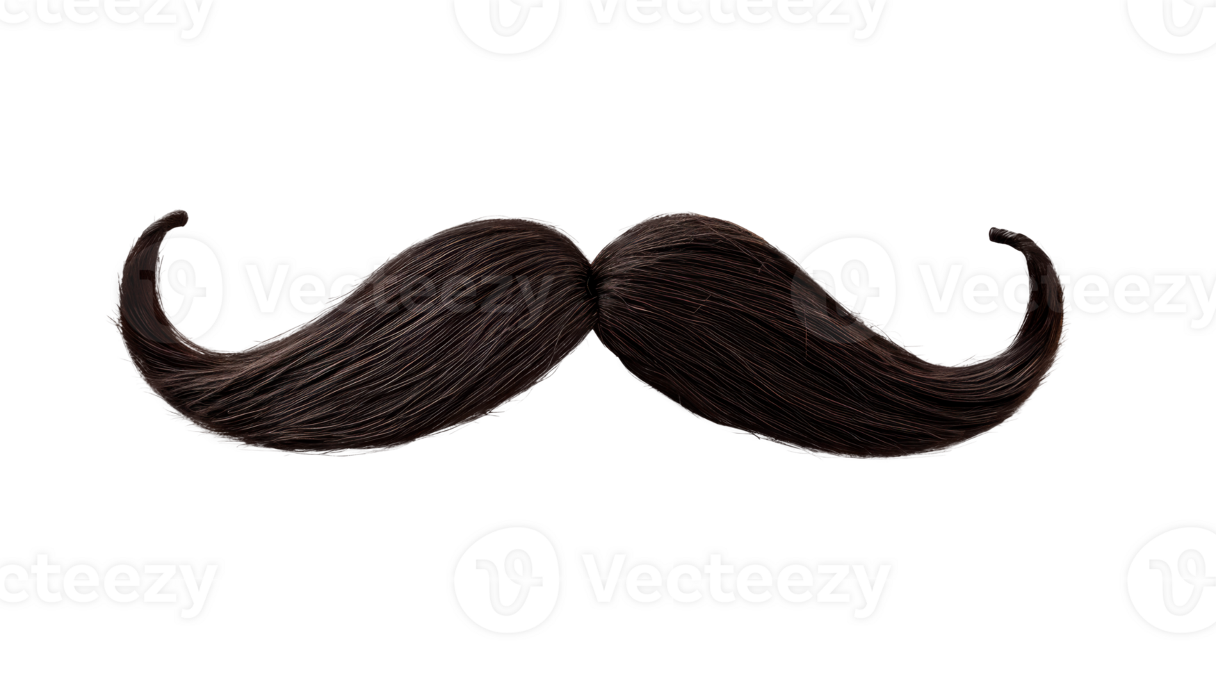 A stylish dark mustache isolated on a transparent background png