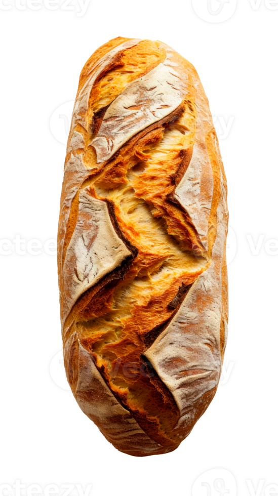 Freshly baked artisan loaf of bread on a transparent background png