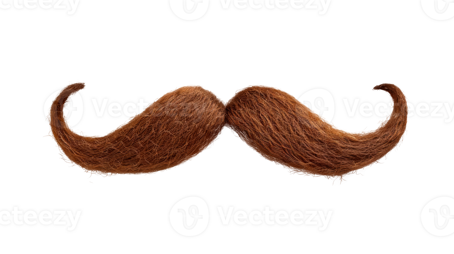 A stylized brown mustache isolated on a transparent background png