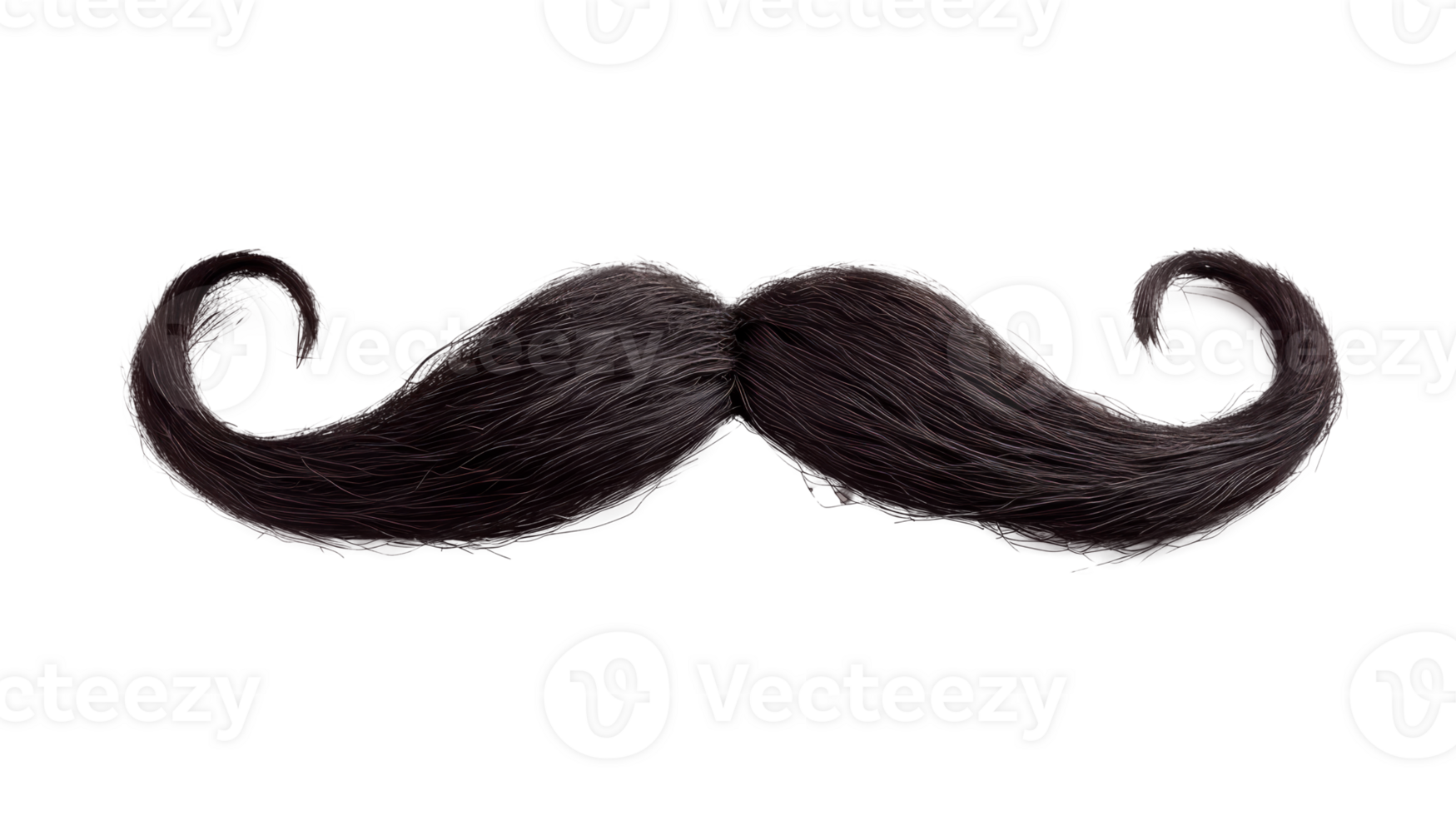 A stylish dark mustache isolated on a transparent background png