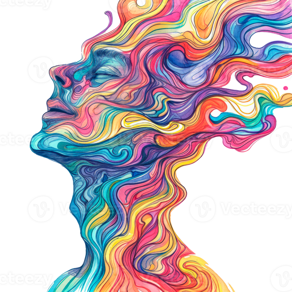 Colorful abstract artwork featuring vibrant swirls and intricate patterns. png