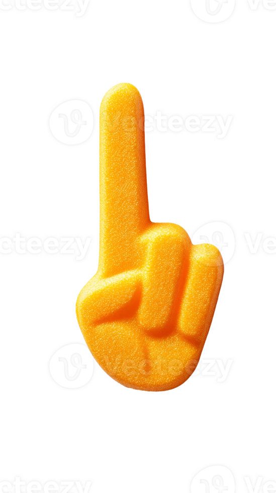 Yellow foam finger hand gesture symbolizing number one for celebrations png