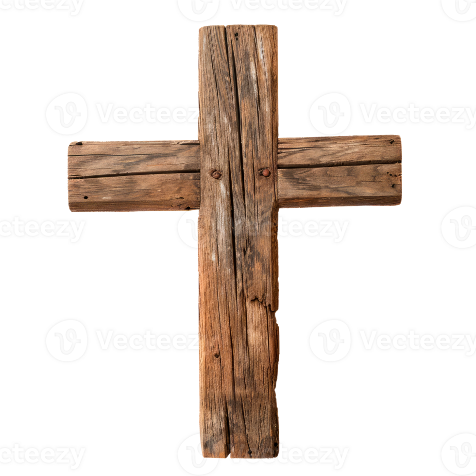 Wooden cross isolated on transparent background for religious and spiritual themes png