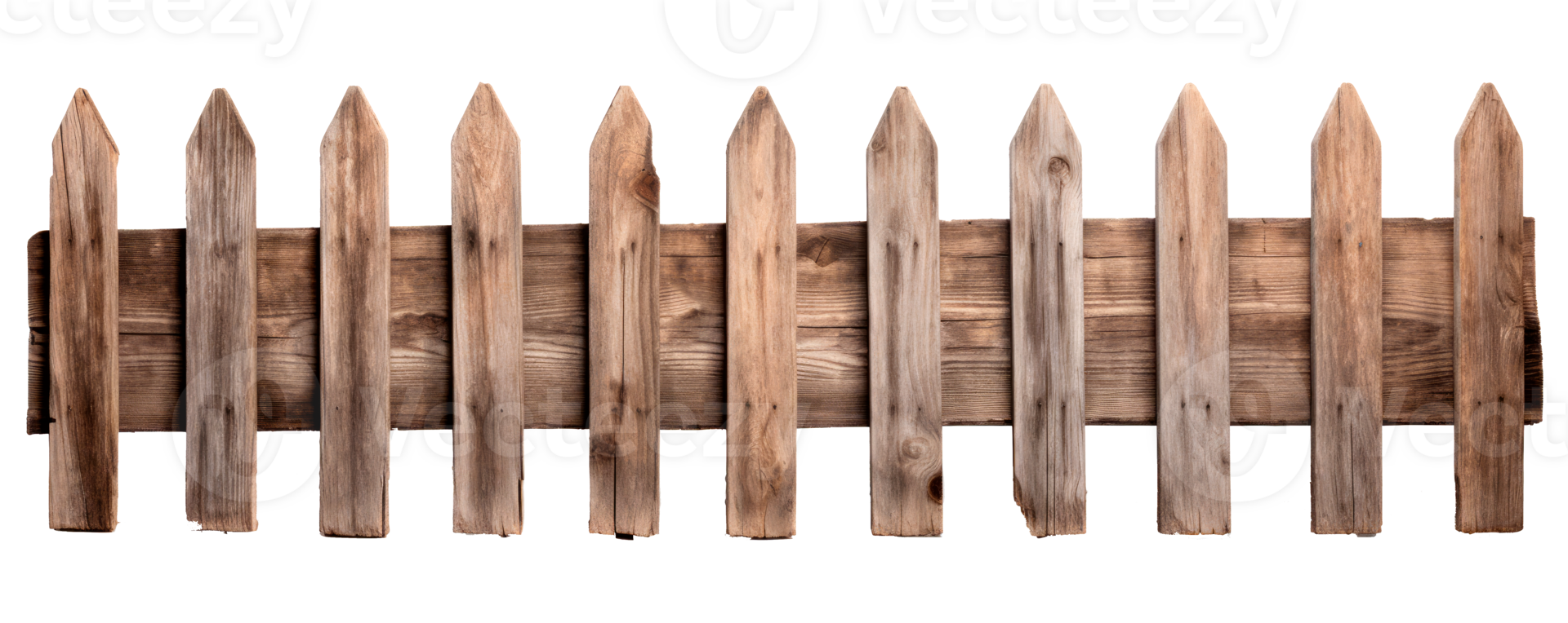 Wooden picket fence isolated on transparent background for design projects png