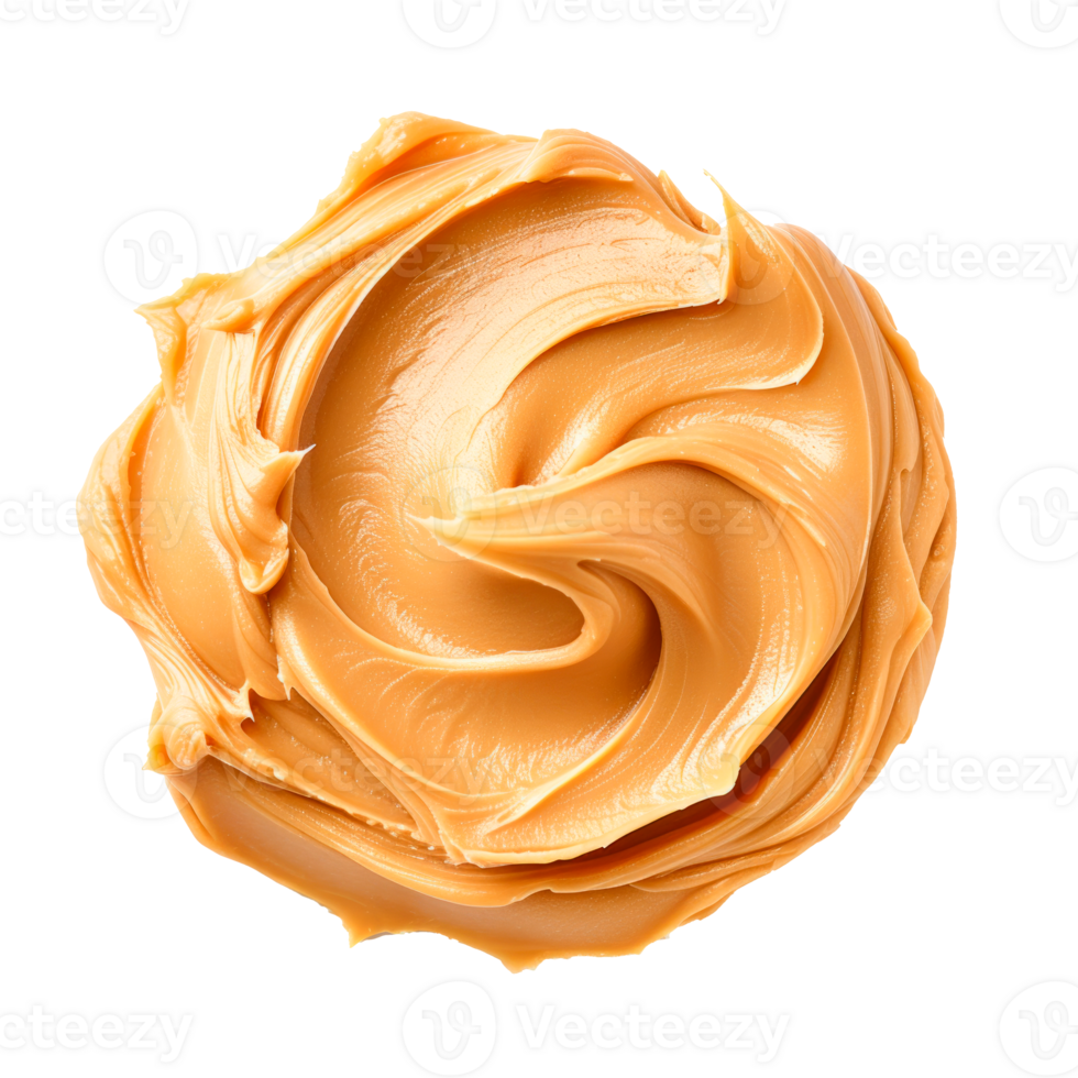 Creamy peanut butter swirl isolated on a transparent background. png