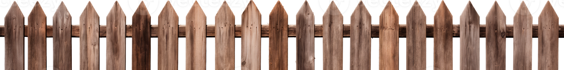 Wooden picket fence isolated on transparent background for garden and outdoor design png