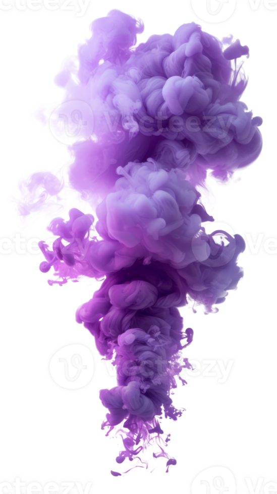 Vibrant purple smoke cloud isolated on transparent background for creative use. png