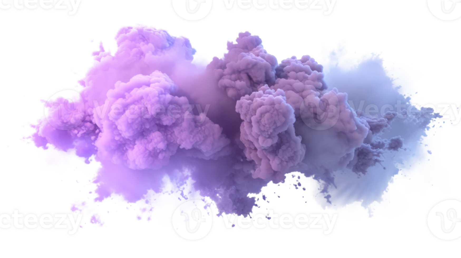 Colorful purple smoke cloud isolated on transparent background for design. png