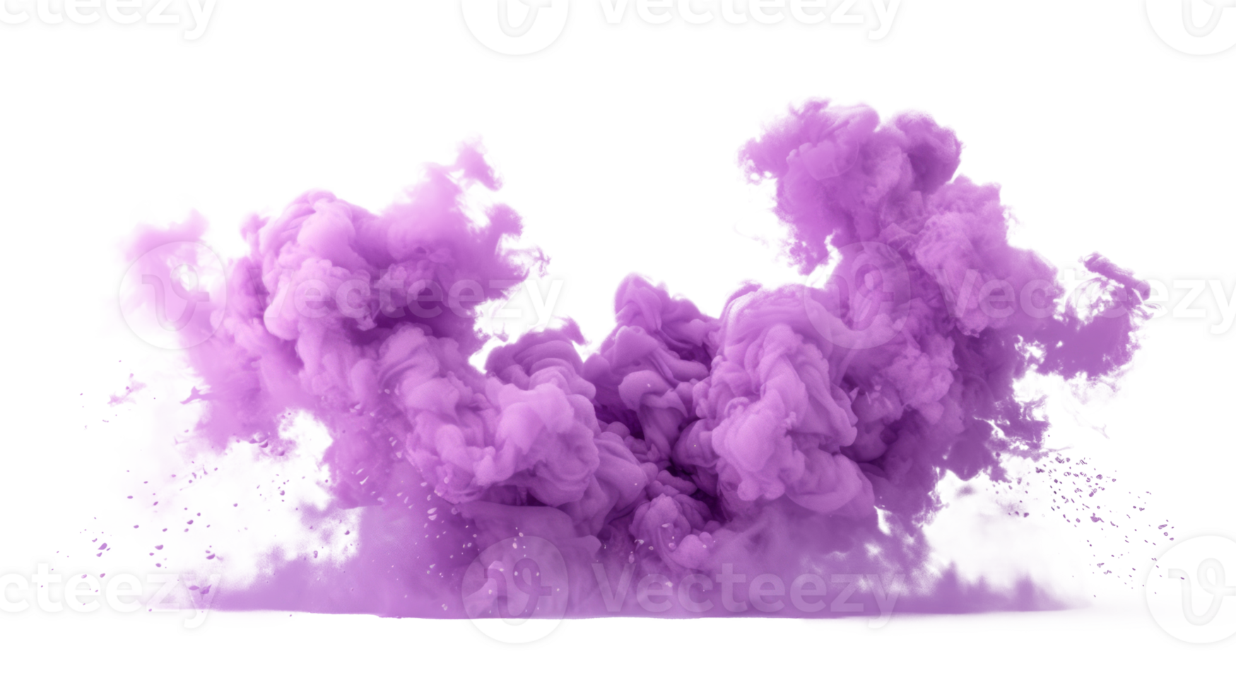 Purple smoke cloud explosion effect on a transparent background png