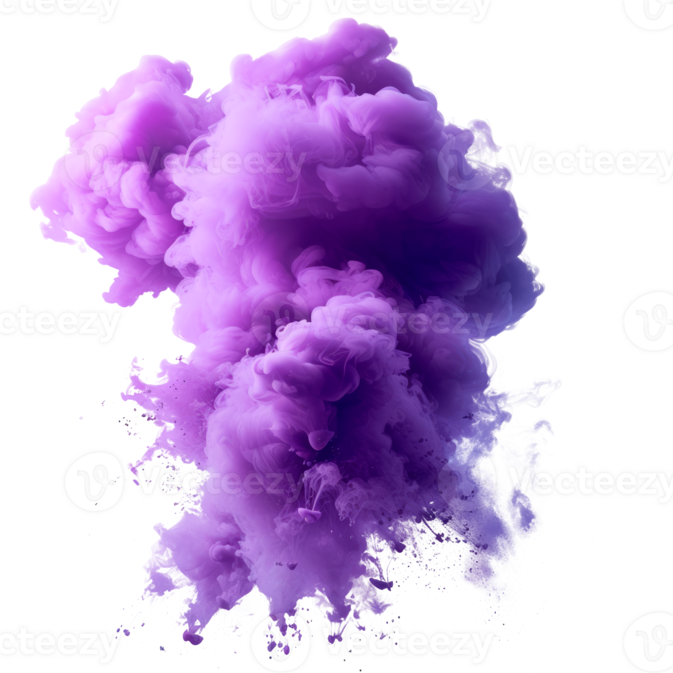 Purple smoke cloud creating an abstract and dynamic visual effect. png