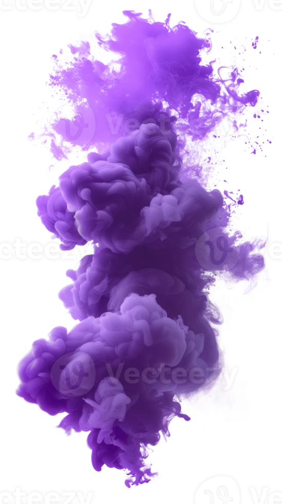 Purple smoke cloud isolated on a transparent background for creative design. png