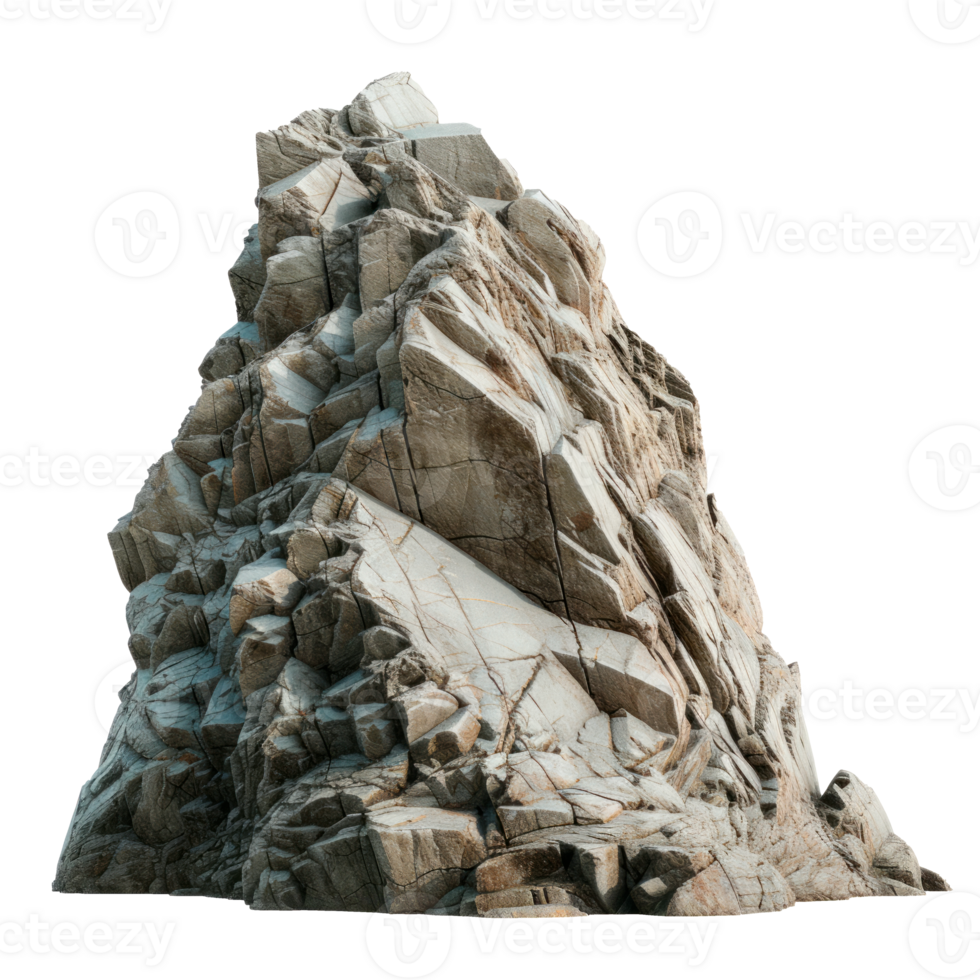 A detailed rocky mountain peak with intricate textures and natural formations. png