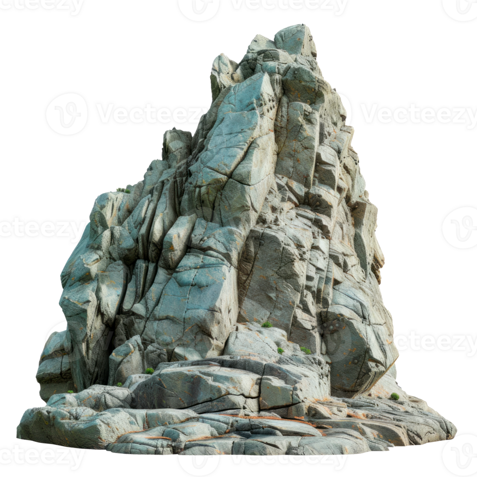 A detailed rocky mountain formation with textured surfaces and natural colors. png