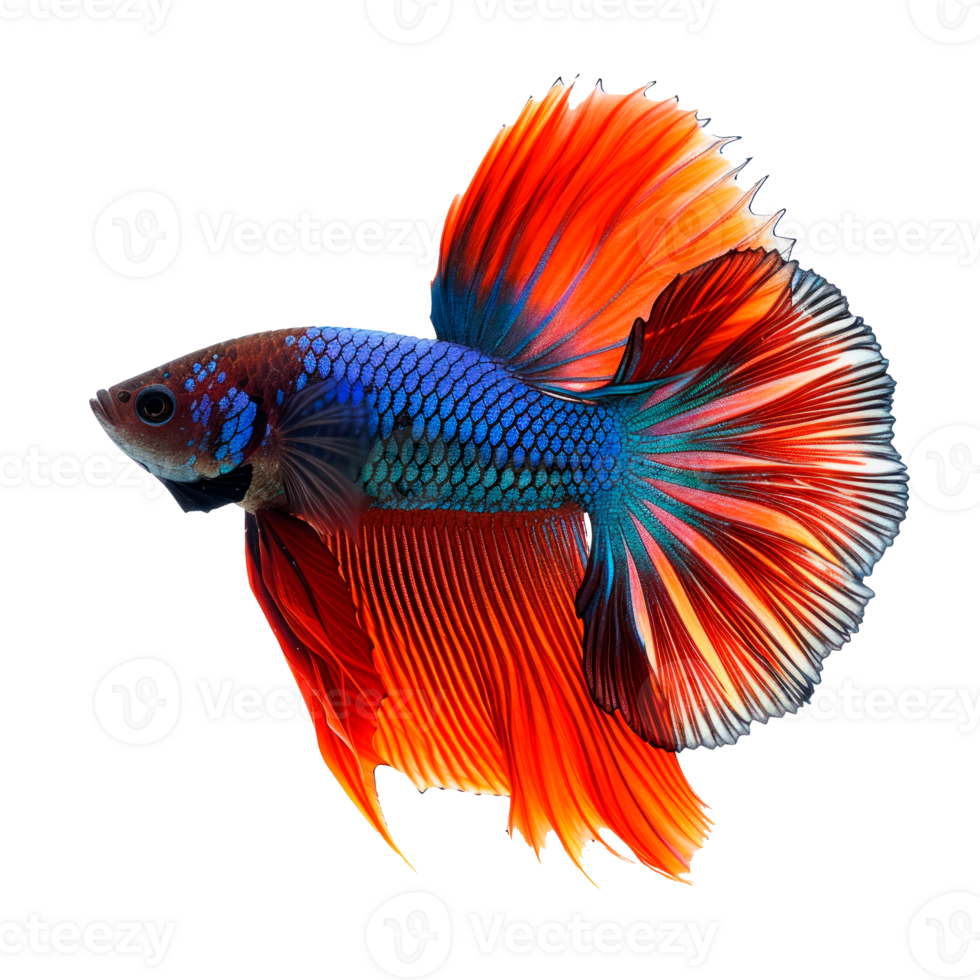 A vibrant betta fish showcasing its colorful fins and unique patterns png