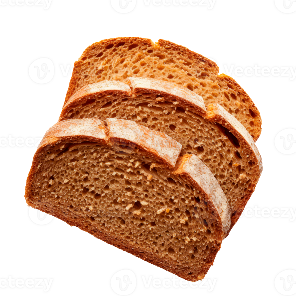 Slices of wholegrain bread isolated on a transparent background png