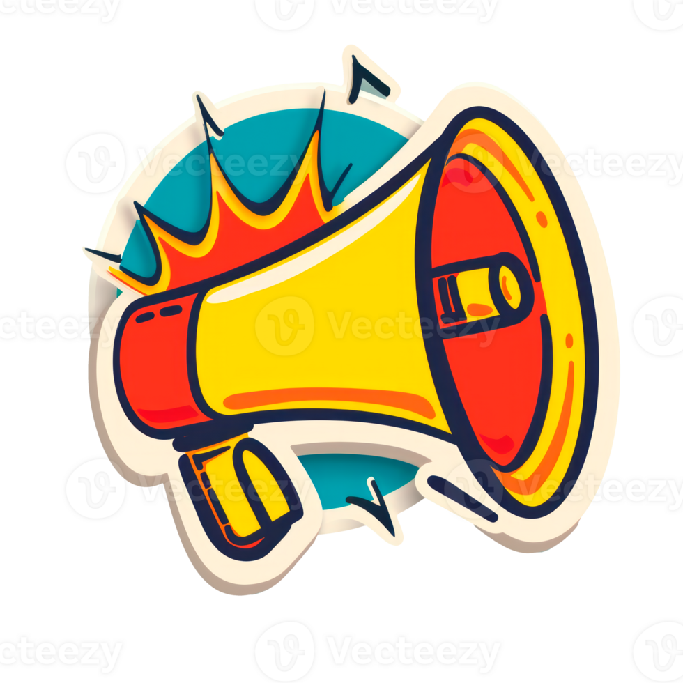 A colorful megaphone icon symbolizing communication and announcements png