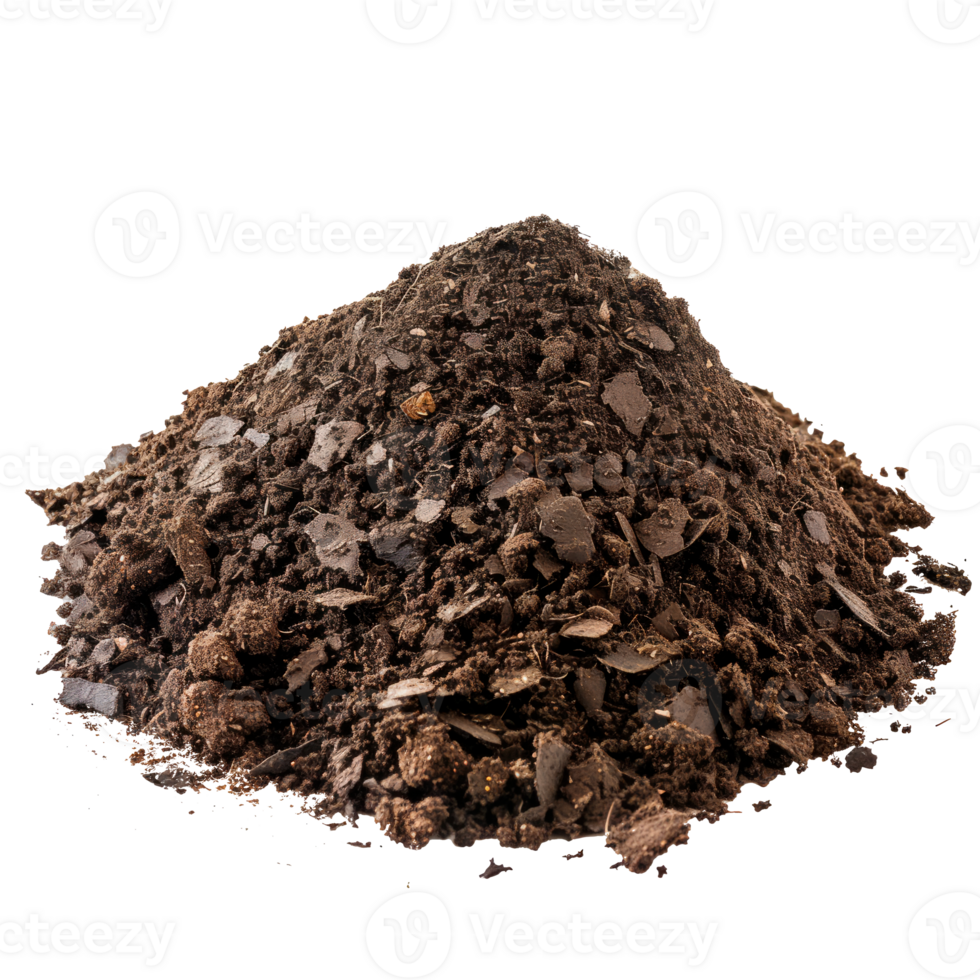 A mound of rich dark soil suitable for gardening and planting. png