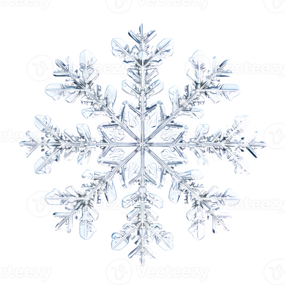 A detailed snowflake design isolated on a transparent background png