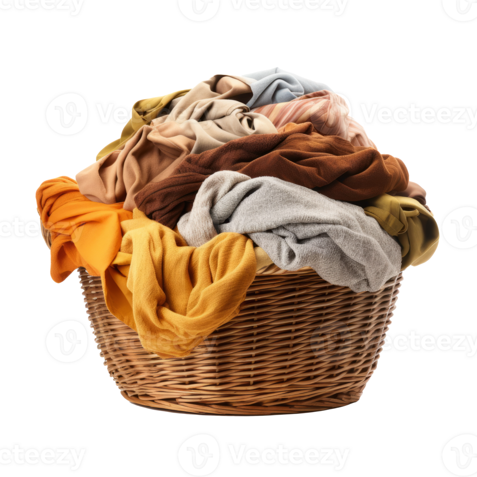 A basket filled with colorful and soft laundry fabrics. png