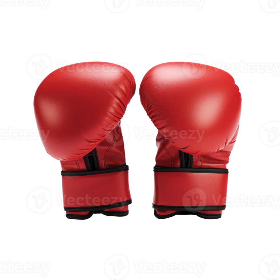A pair of red boxing gloves isolated on a transparent background for sports. png
