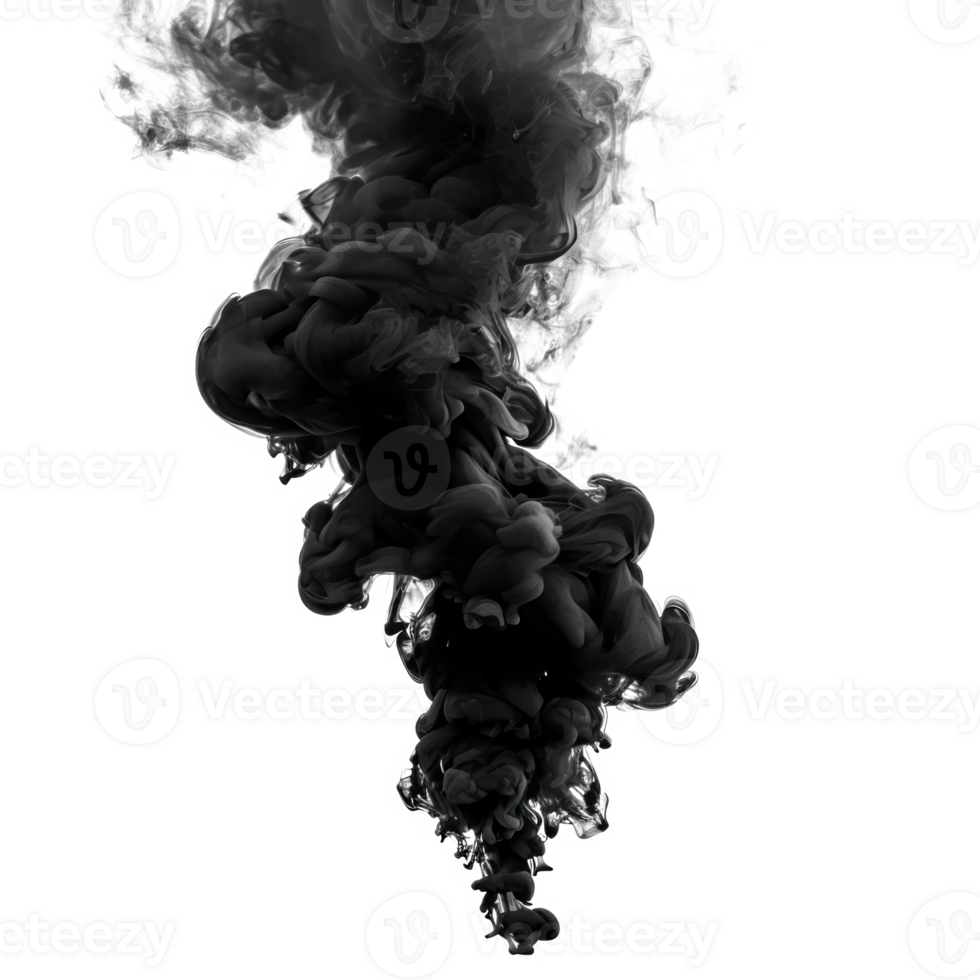 Black smoke swirling and flowing on a transparent background for artistic use. png
