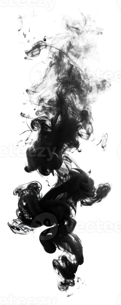 Abstract black smoke swirl isolated on transparent background for design png