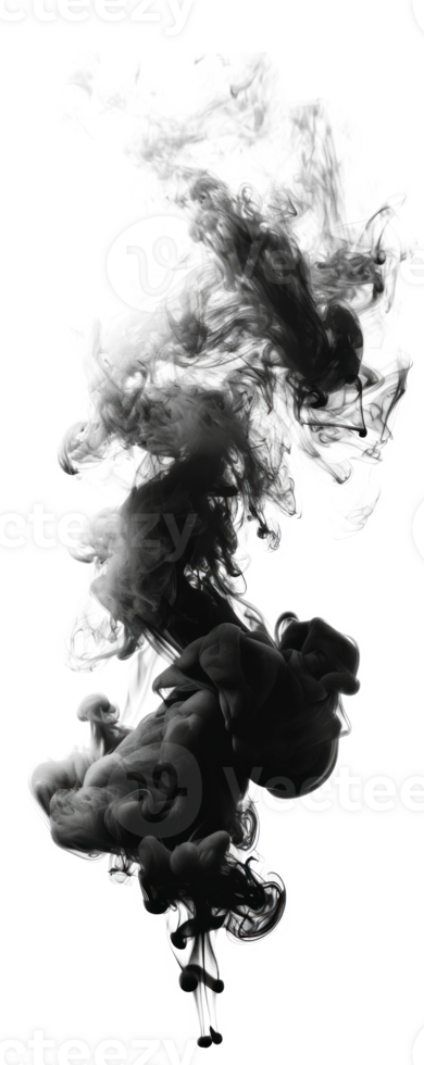 Black smoke swirling gracefully on a transparent background for creative designs png