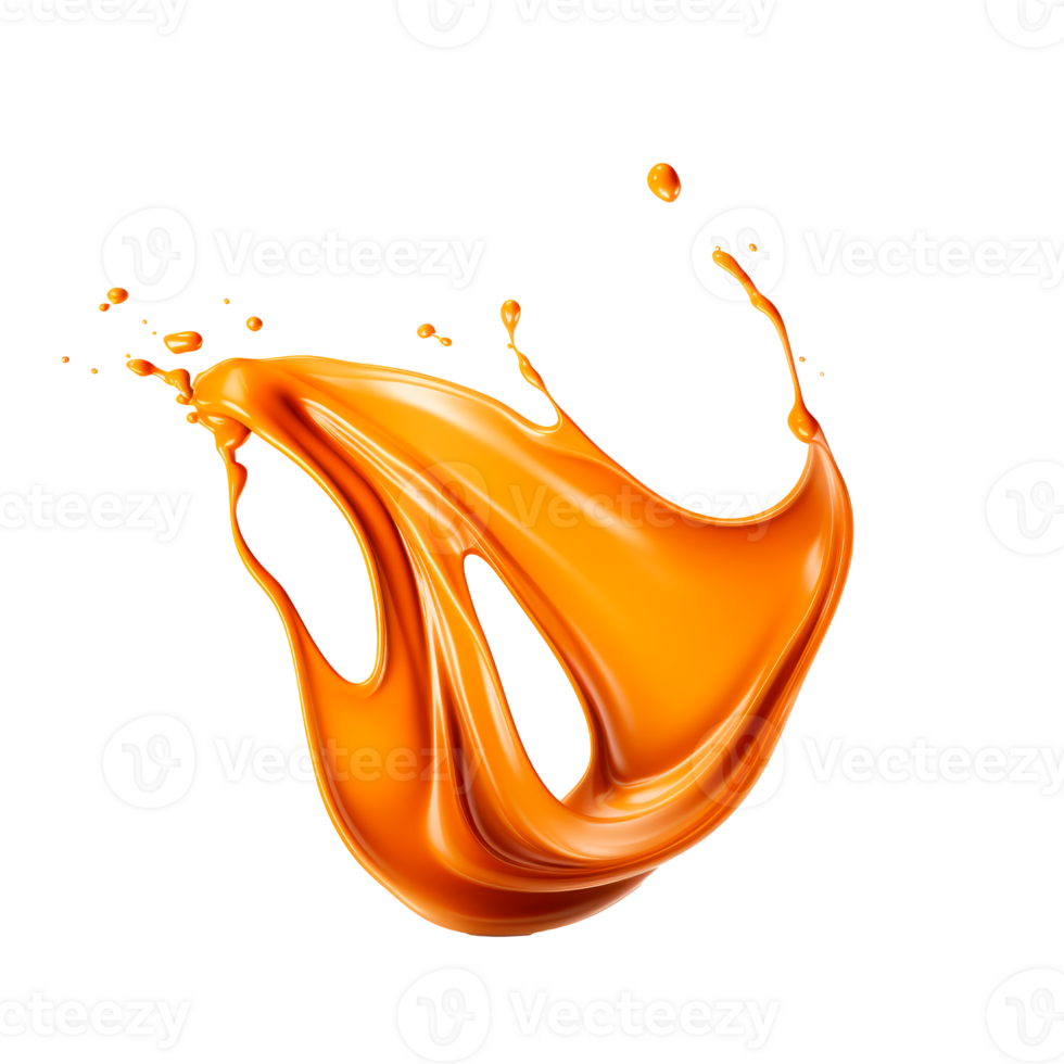 Vibrant orange liquid splash creating a dynamic and artistic visual effect png