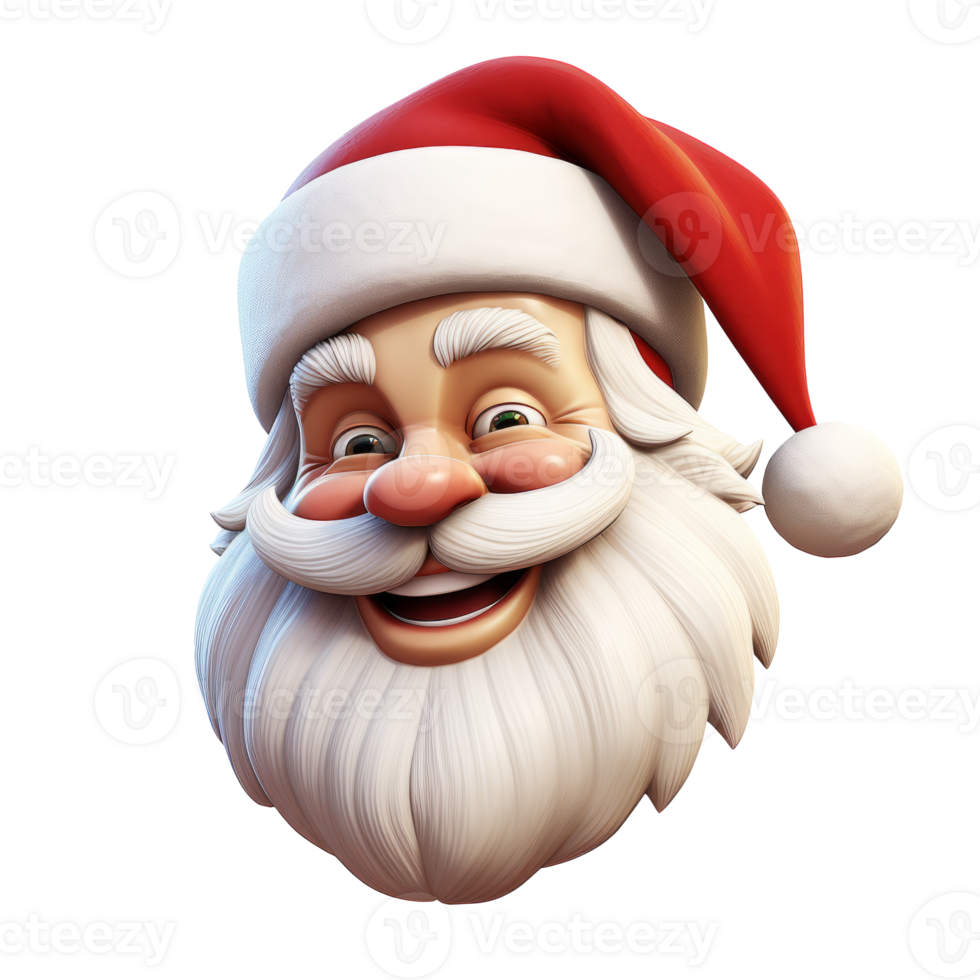 A cheerful Santa Claus face with a big smile and festive hat png