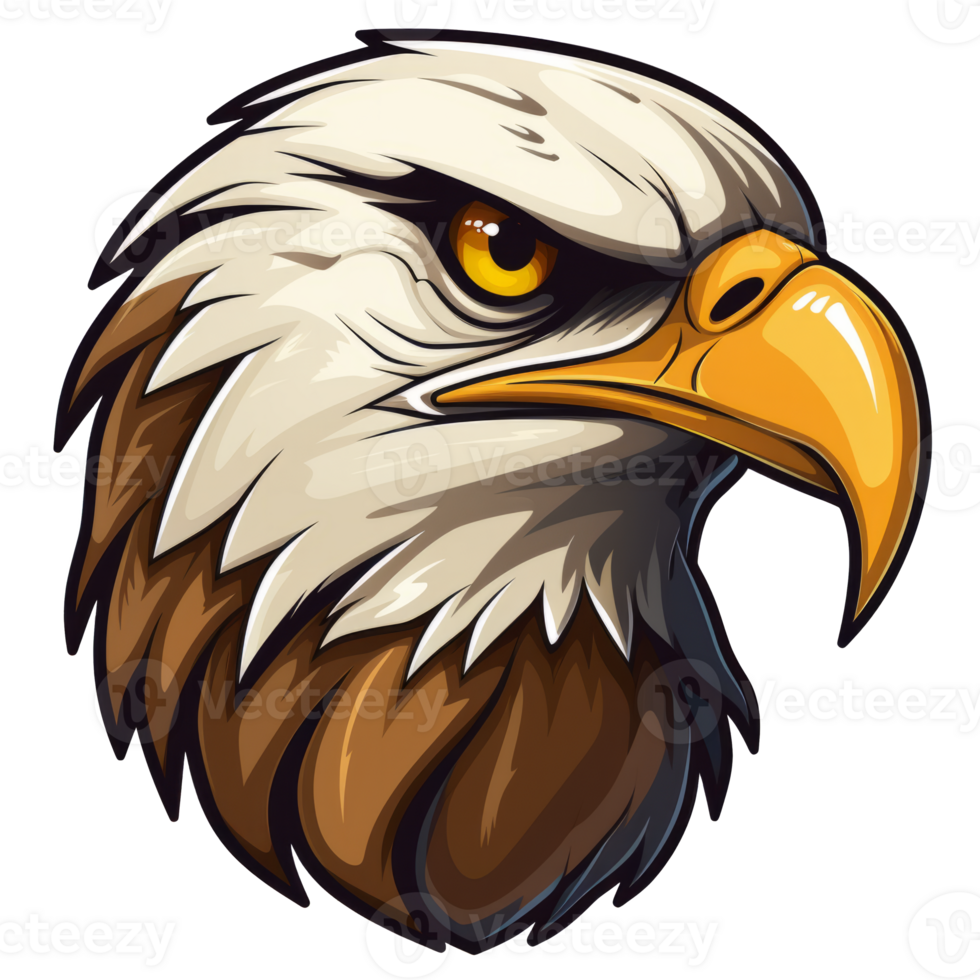 Detailed illustration of an eagle head showcasing strength and power png