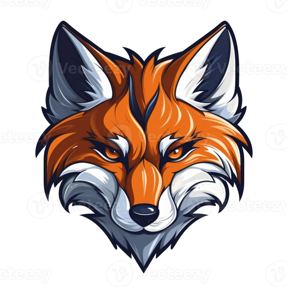 Stylized illustration of a fox's head in vibrant colors png