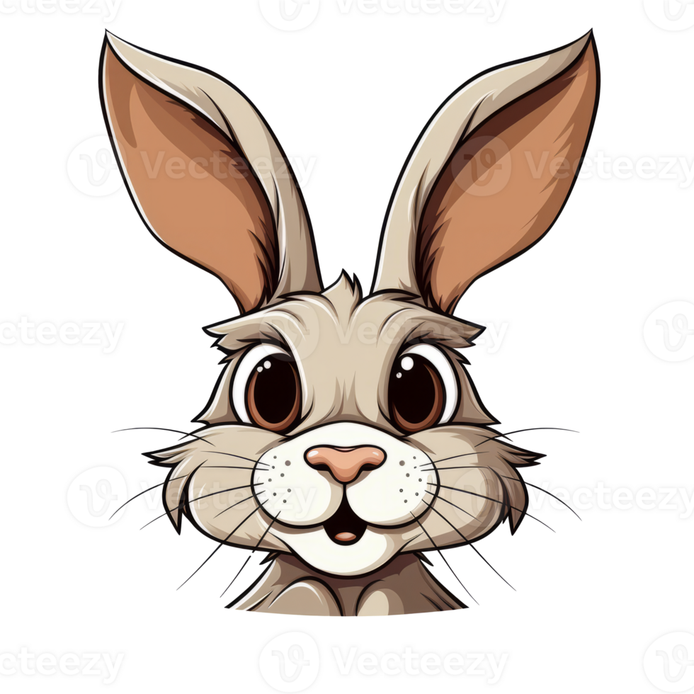 Cute cartoon rabbit character with big ears and a friendly smile png