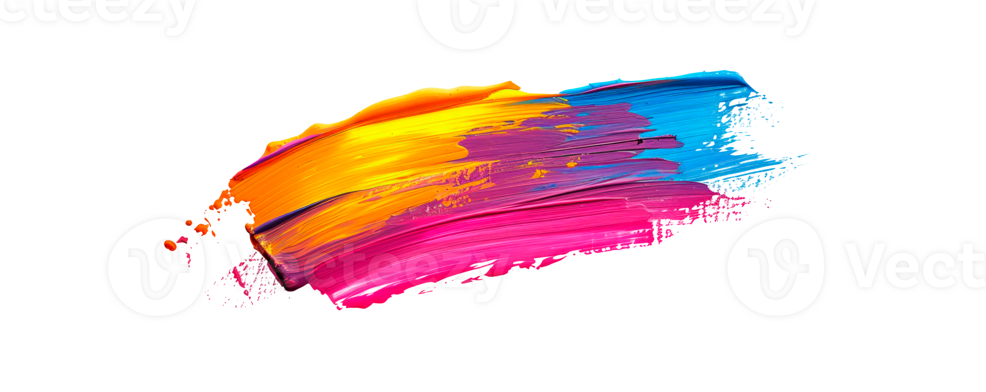 Colorful paint brushstroke with vibrant hues on a transparent background png