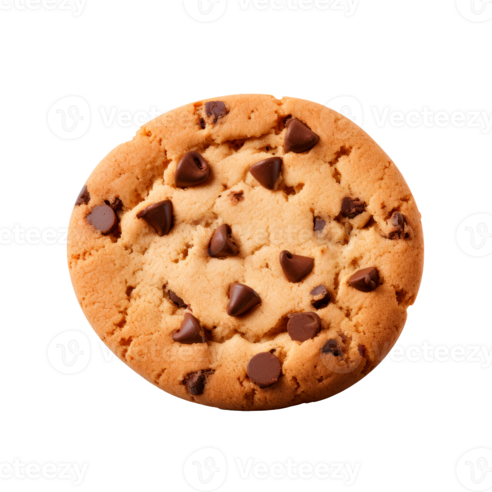 Chocolate chip cookie isolated on a transparent background for dessert visuals png