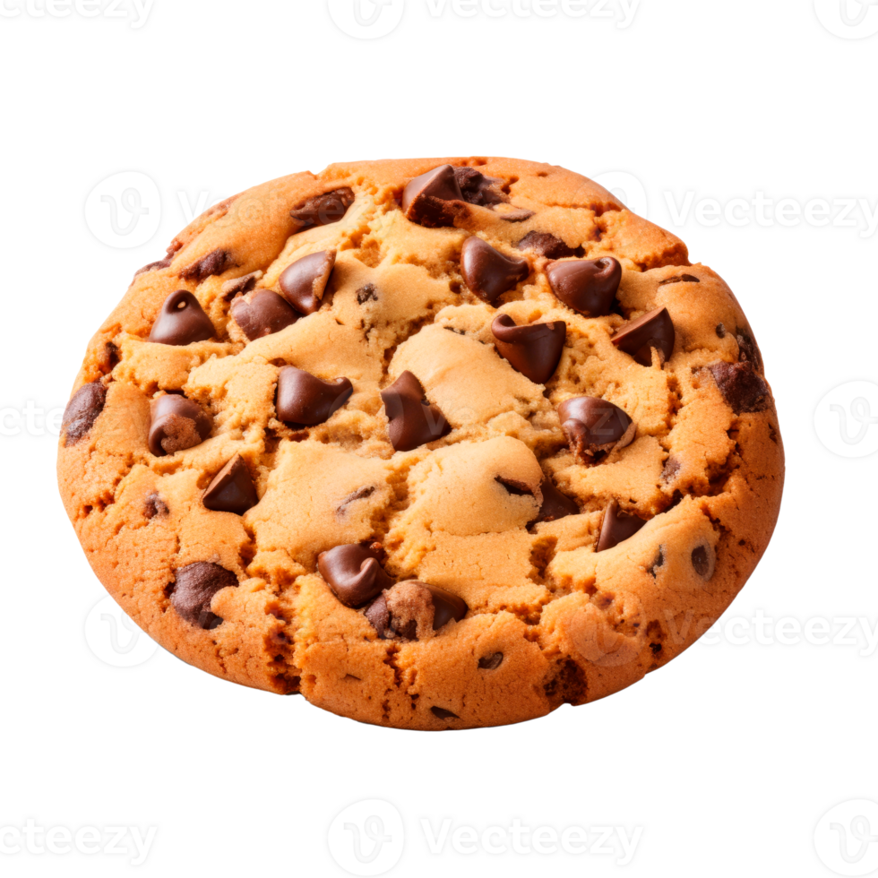 Delicious round chocolate chip cookie isolated on a transparent background png