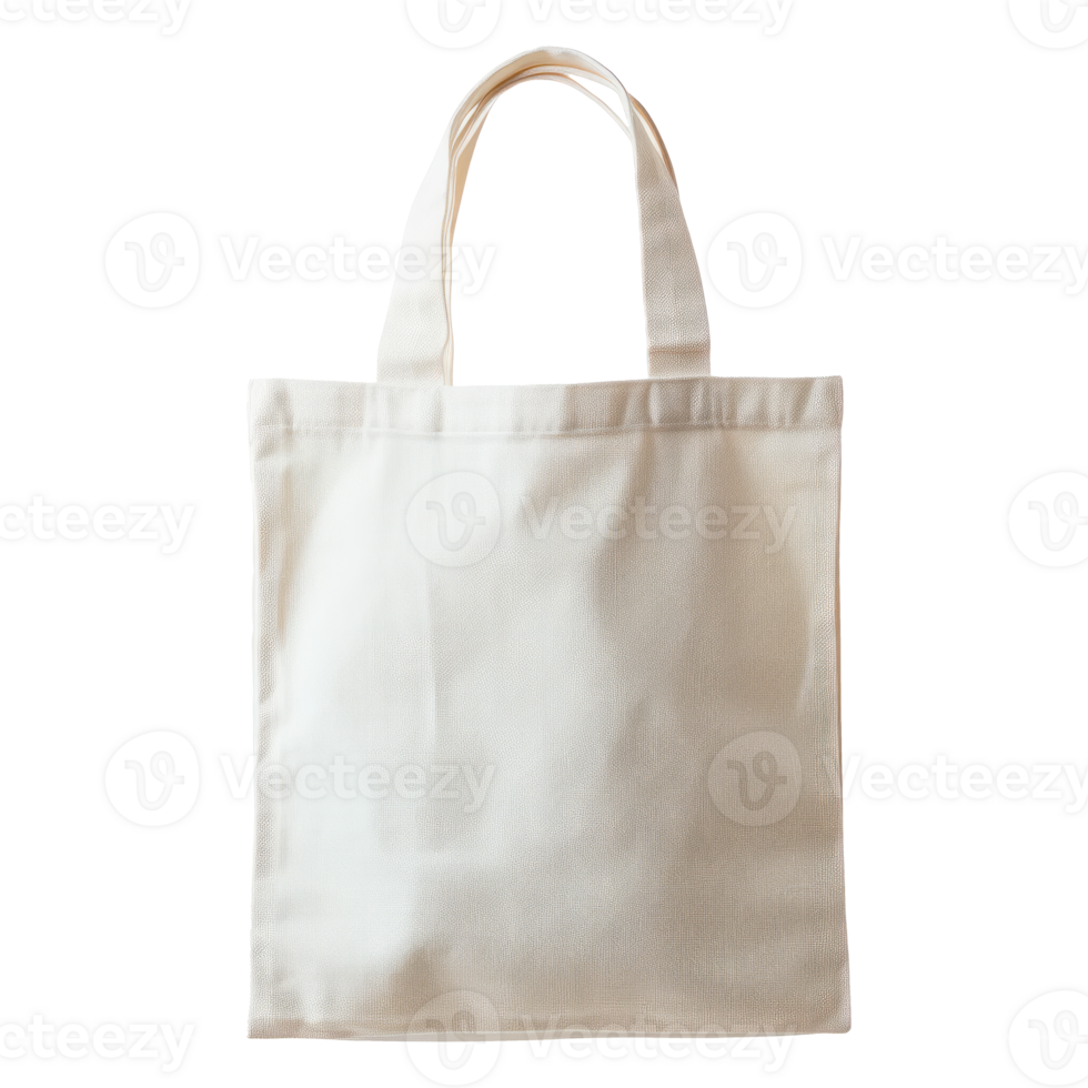Plain white canvas tote bag on a transparent background for versatile use png