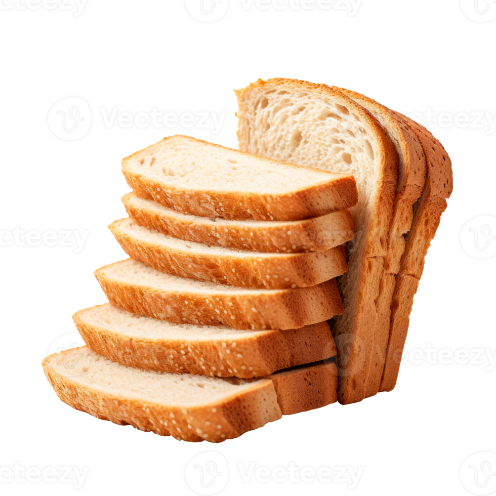 Freshly sliced bread loaf stacked on a transparent background png