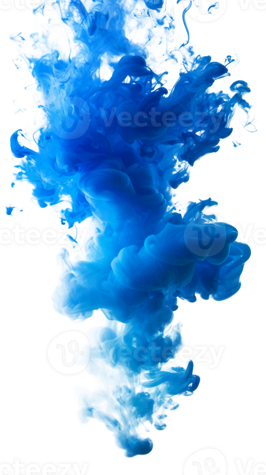 Vibrant blue ink swirling in water creating an abstract design png