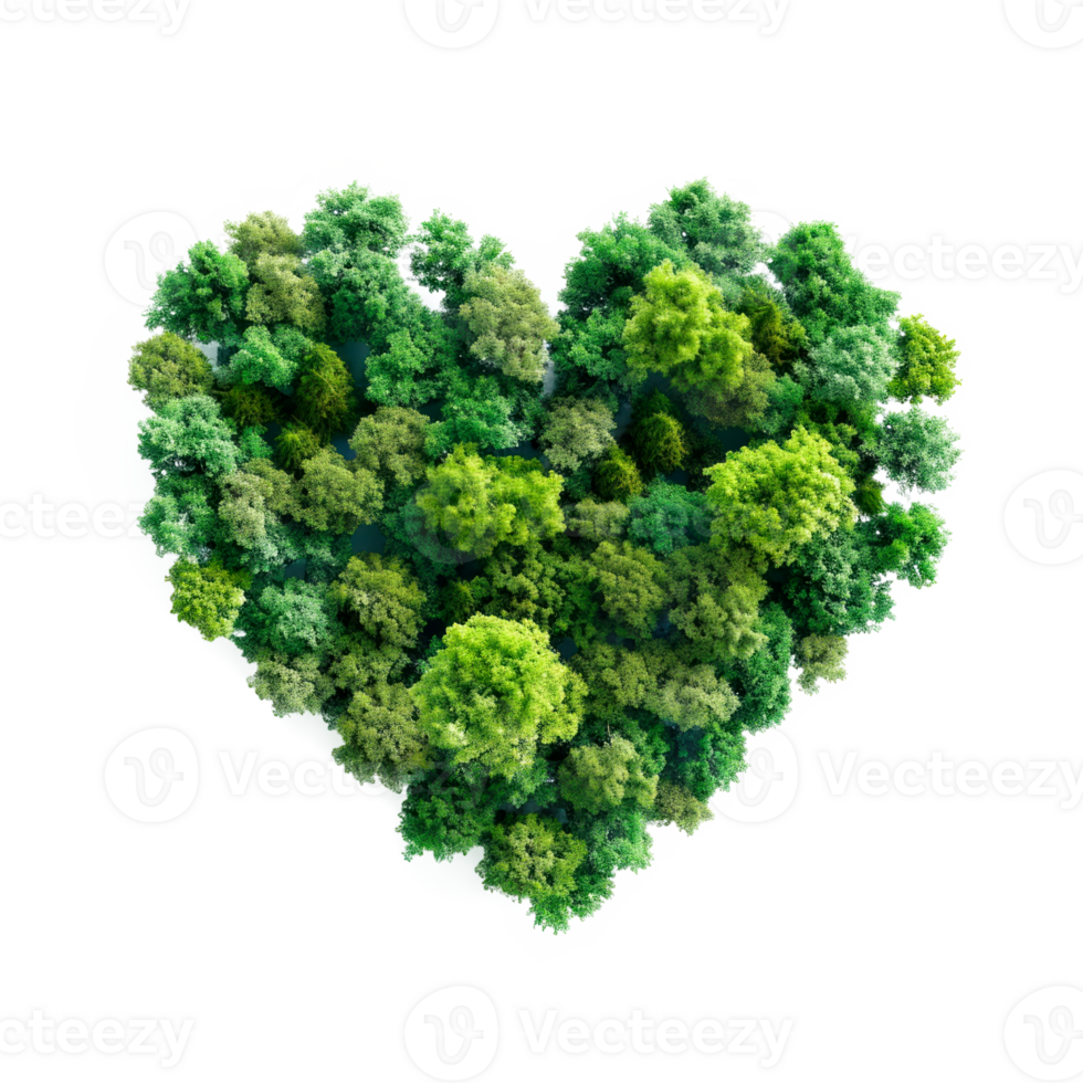 Heart shaped forest symbolizing love for nature and the environment png