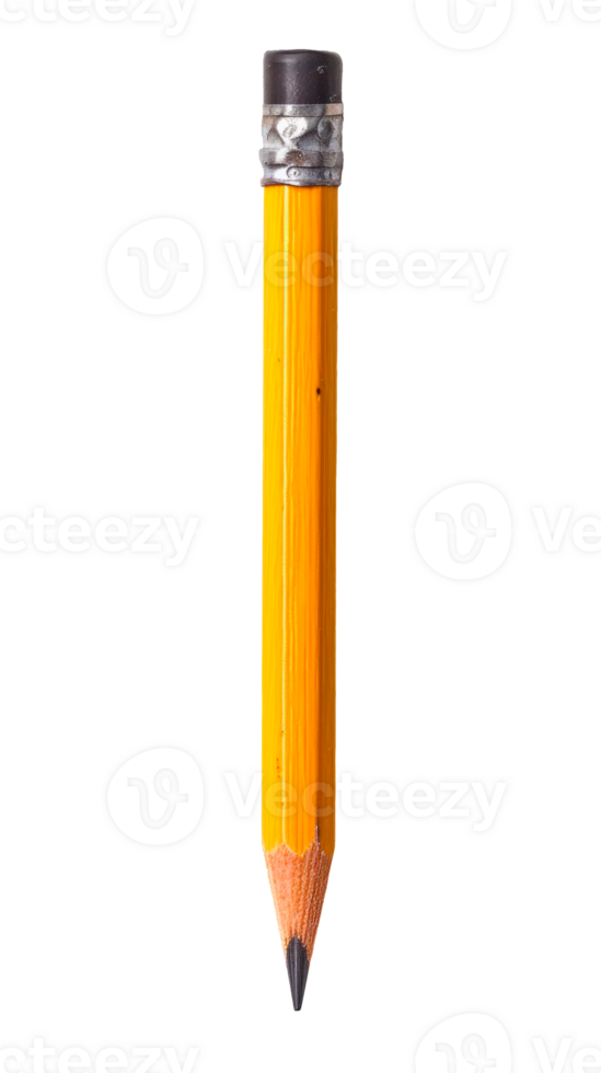 A yellow pencil isolated on a transparent background for educational use. png