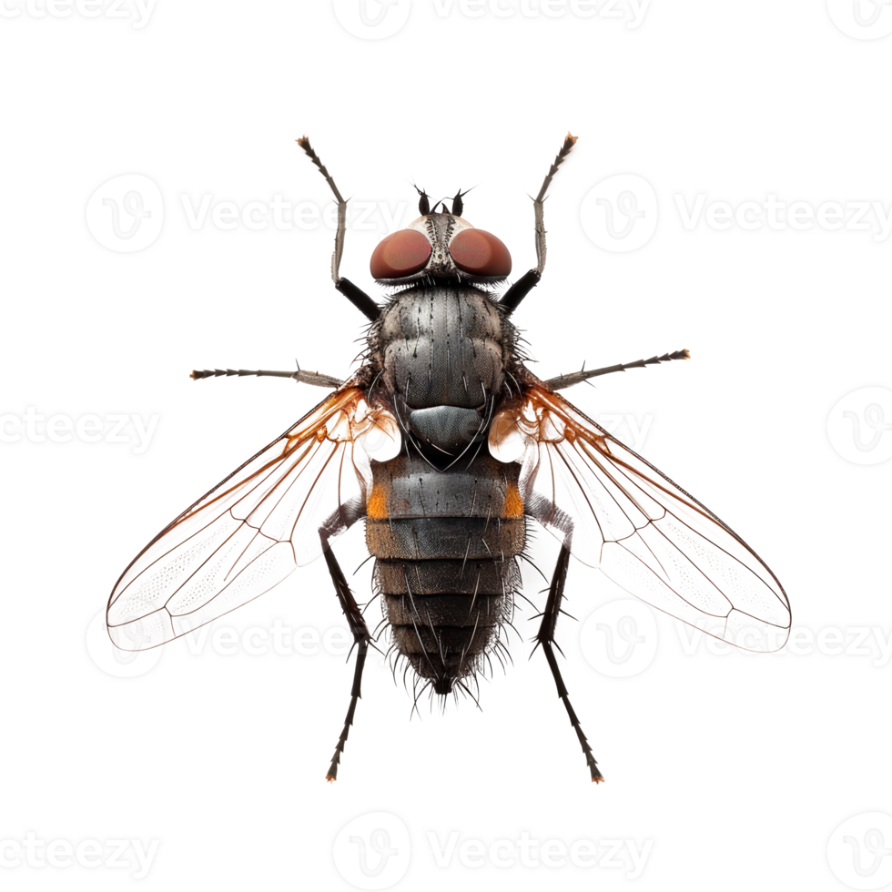 fechar-se imagem do uma detalhado mosca em uma transparente fundo png