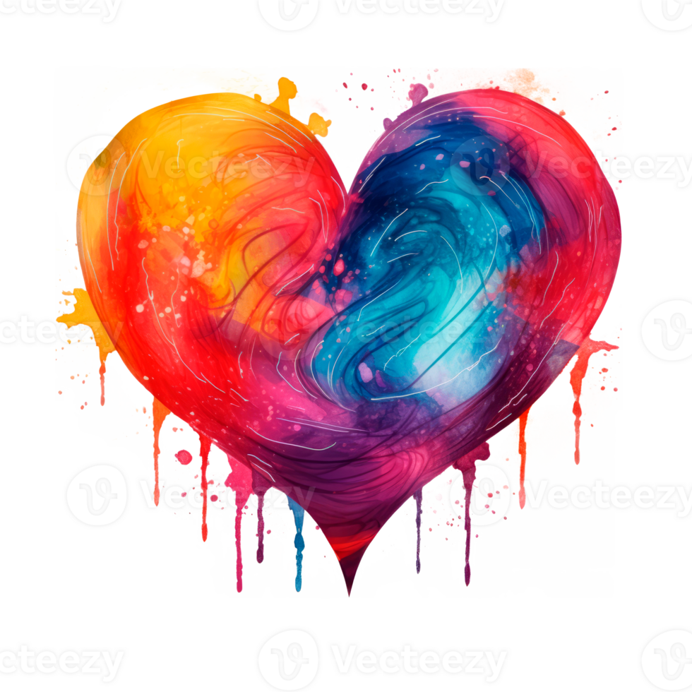 Colorful abstract heart design with vibrant swirls and artistic expression png