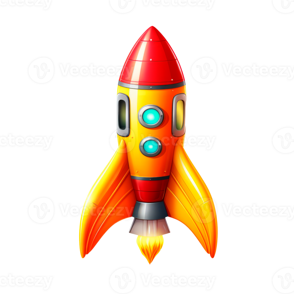 A colorful cartoon rocket ready for space exploration and adventure png